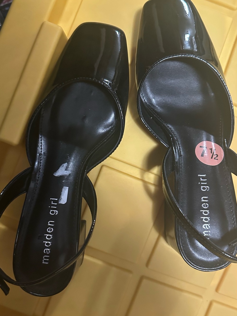 Madden Girl Black Patent Slingback Mules